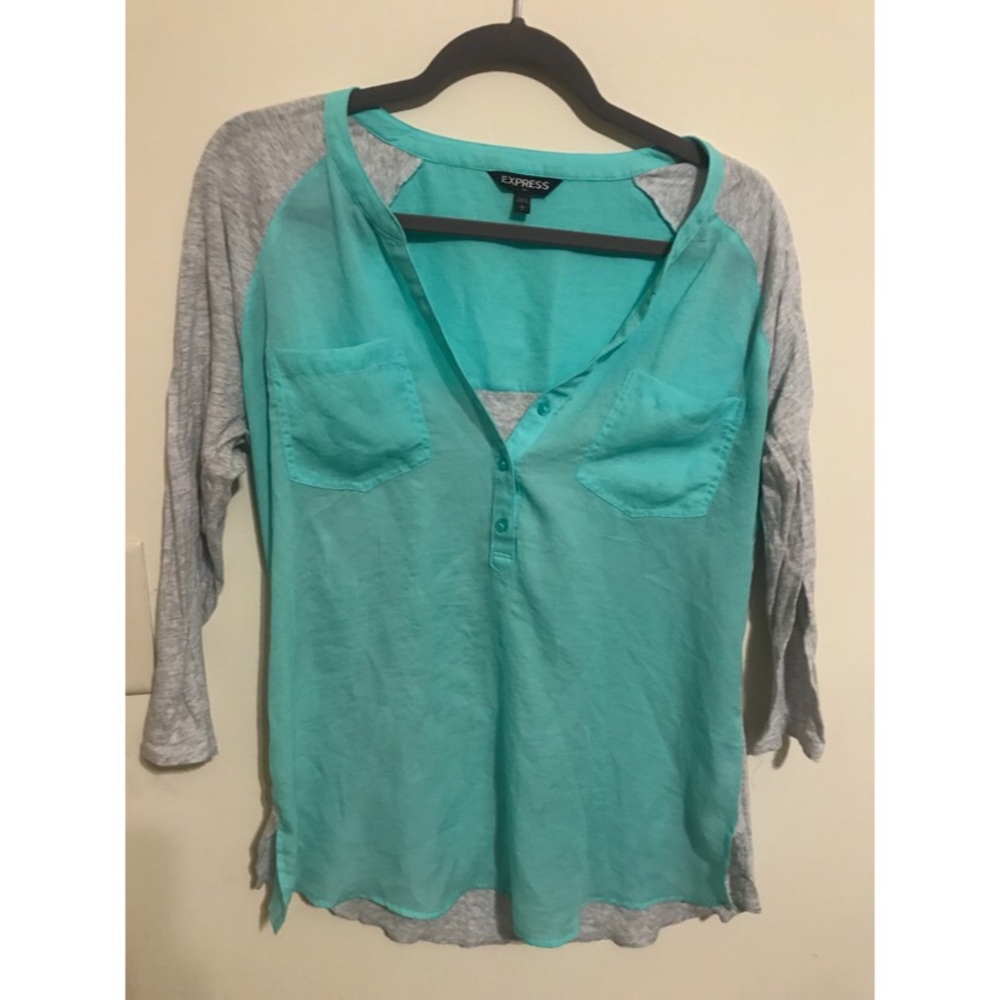 Express blue and gray top